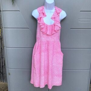 Britt Ryan Women's Pink Dotted 100% silk Dress Size 10